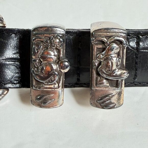 Brighton Disney Mickey Train Conductor Black Leather Belt Silver Tone Size 30 main image 13